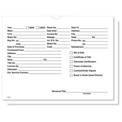 Printed Vehicle Deal Jackets - 32 lb. (Package of 500) - Detail Direct