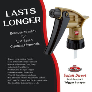 Trigger Sprayer Acid Resistant Black and Gold - Detail Direct