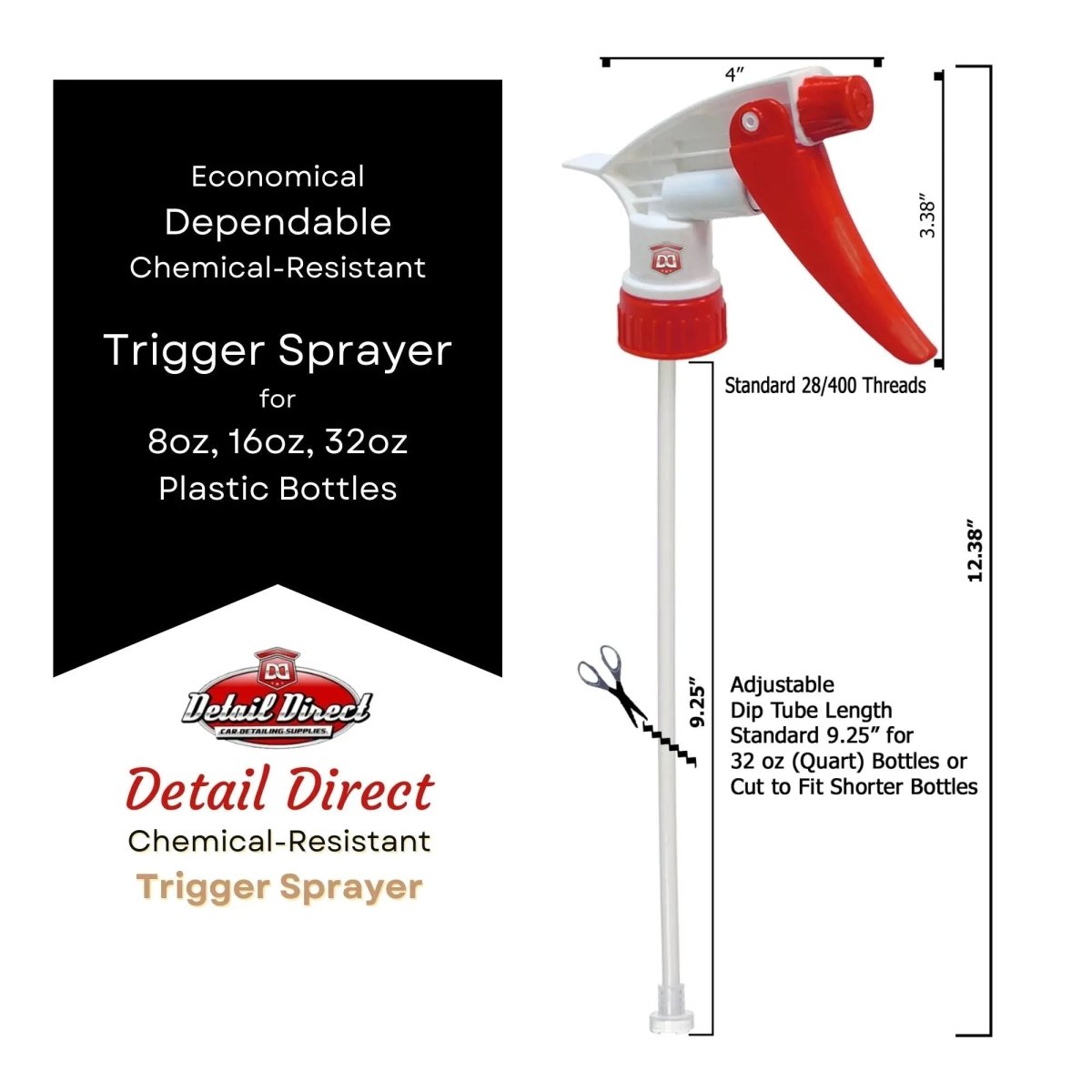 Trigger Sprayer Chemical Resistant Red and White - Detail Direct